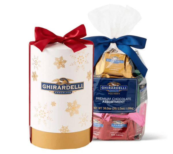 holiday brilliance cylinder with ghirardelli squares