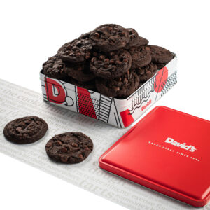 Fresh Baked Double Chocolate Chip Cookies - size: 1lb Signature Cookie Tin