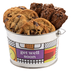 Get Well Soon Bucket Chocolate Chip Cookie and Brownie Sampler - Design: Get Well Soon
