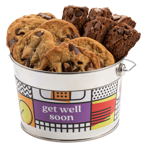 Get Well Soon Bucket Chocolate Chip Cookie and Brownie Sampler - Design: Get Well Soon