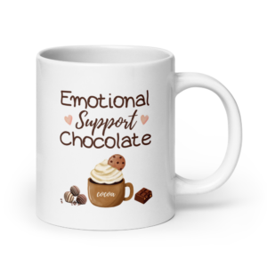 Emotional Support Chocolate White Glossy Mug
